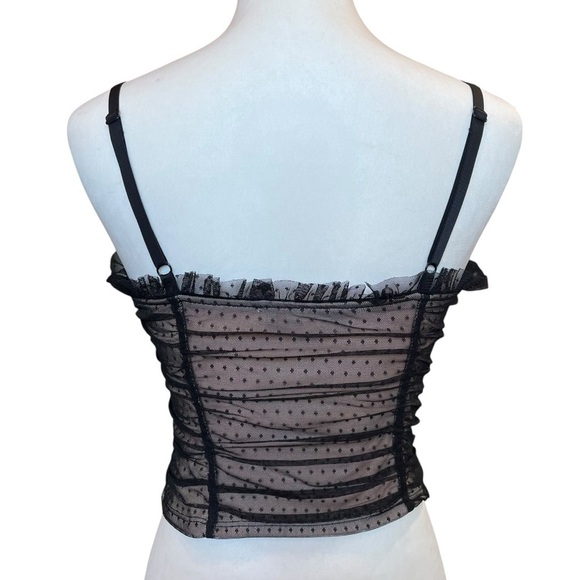 Lily White Bustier Size Large Black Mesh Swiss Dot NWT Whimsigoth Cropped Cami - Picture 4 of 9
